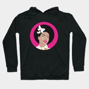 Girl with Butterflies In Her Afro - Pink Circle 2 Hoodie